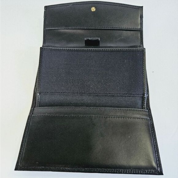 NWT Timberland Black Sleek Pebbled Leather Signature Logo Wallet Clutch Billfold - Picture 9 of 10